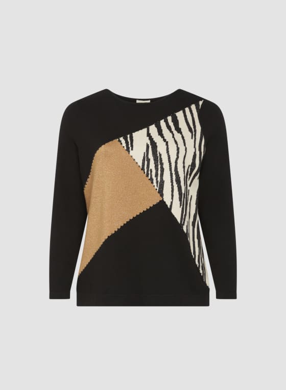 Colour Block Animal Motif Sweater