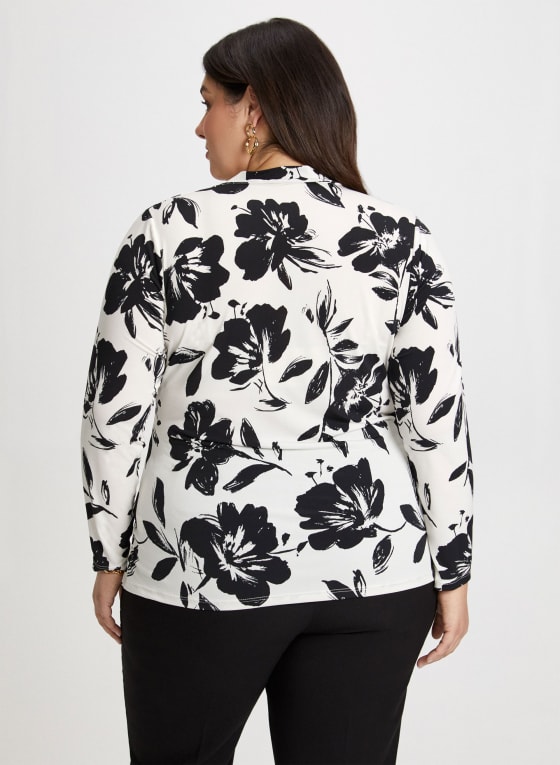 Wrap-Style Floral Motif Top