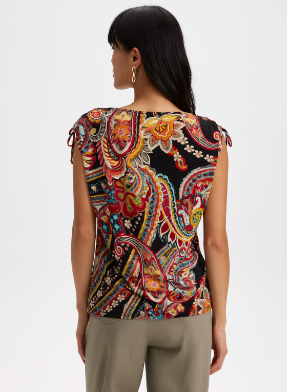 Paisley Print Shirred Detail Top