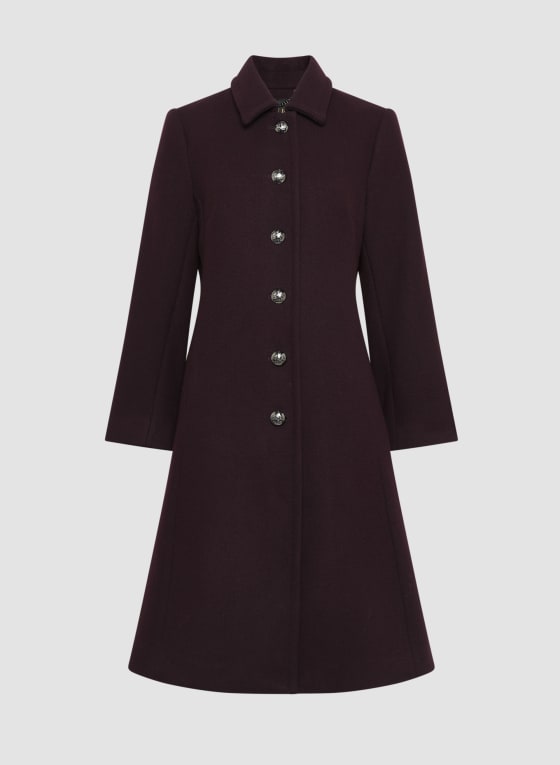 Button-Down Wool Blend Coat