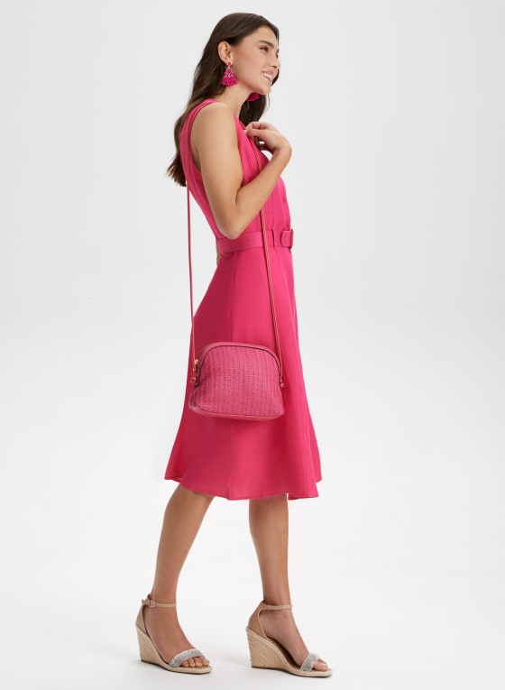 Linen-Blend Sleeveless Shirt Dress