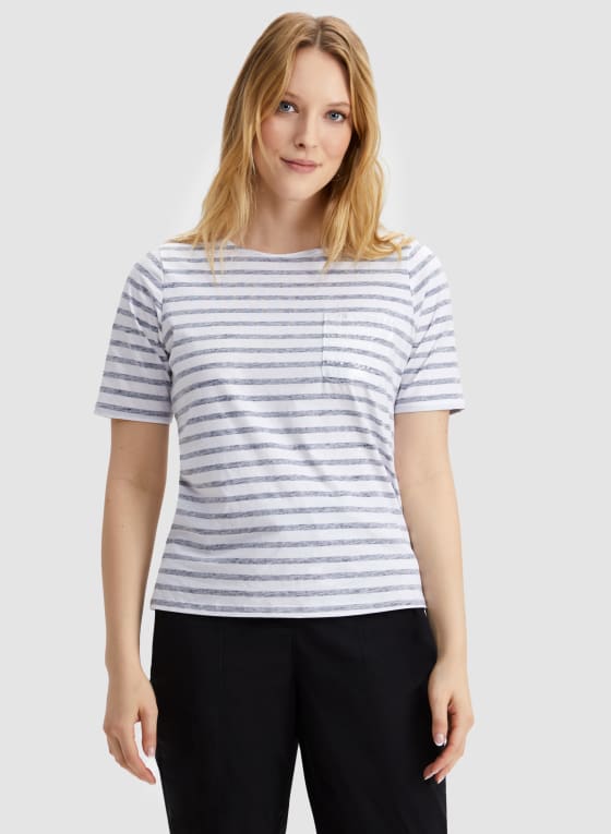 Striped Sequin Detail T-Shirt