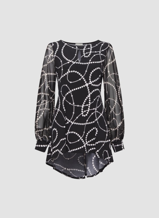 Printed Bouffant Sleeve Top