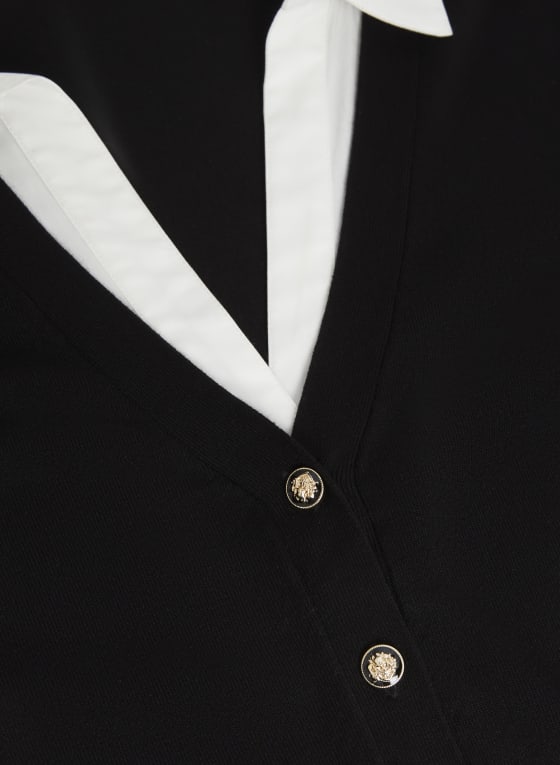 Shirt Collar Fooler Sweater