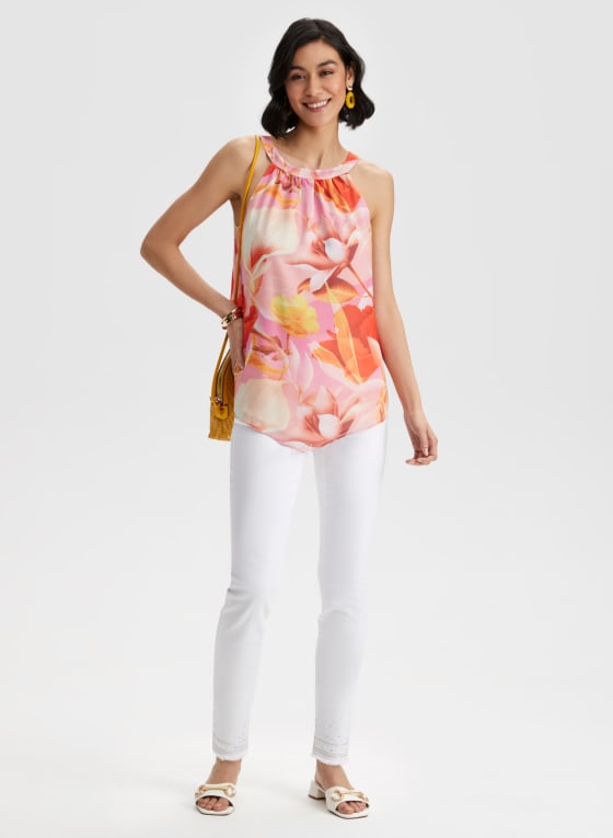 Floral Motif Halter Neck Top