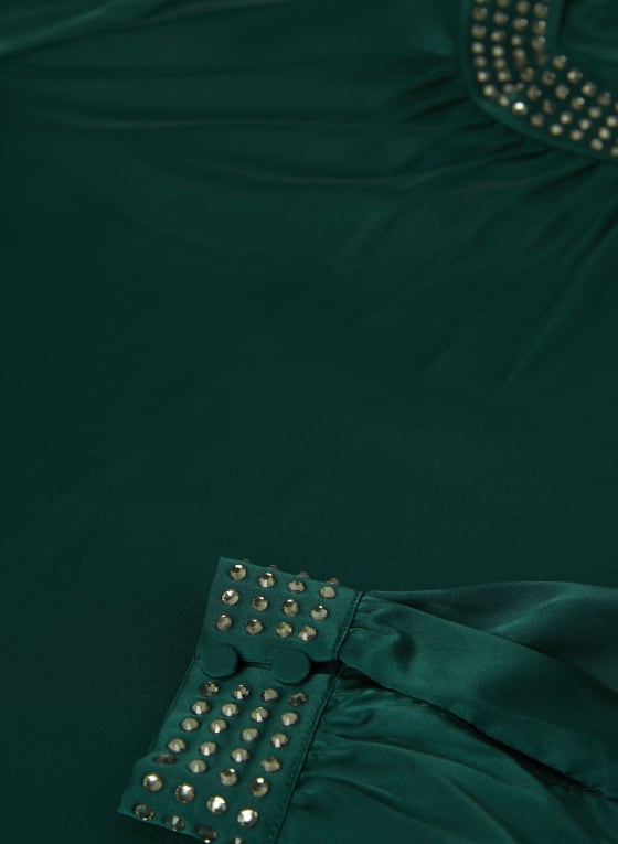 Satin Rhinestone Popover Top