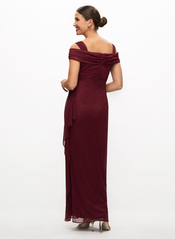 Drape Neck Glitter Dress
