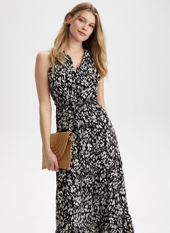 Frill Detail V-Neck Maxi Dress