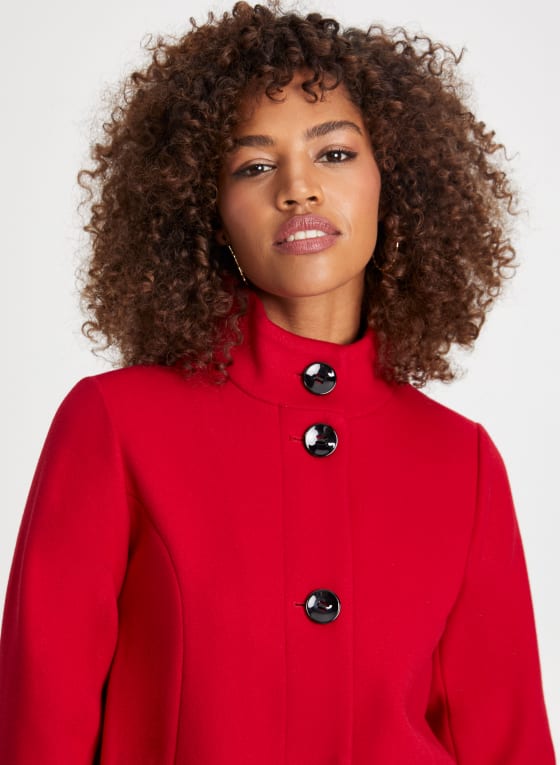 Stretch Faux Wool Coat