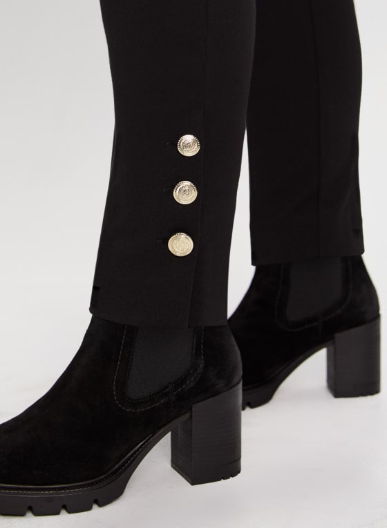 Pull-On Button Detail Pants