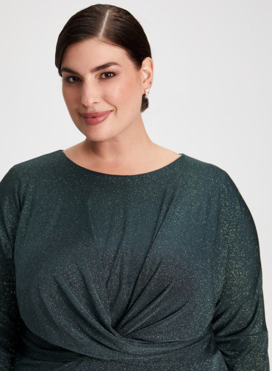 Twist Detail Glitter Dress