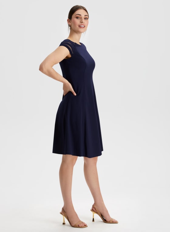 Mesh Detail Fit & Flare Dress