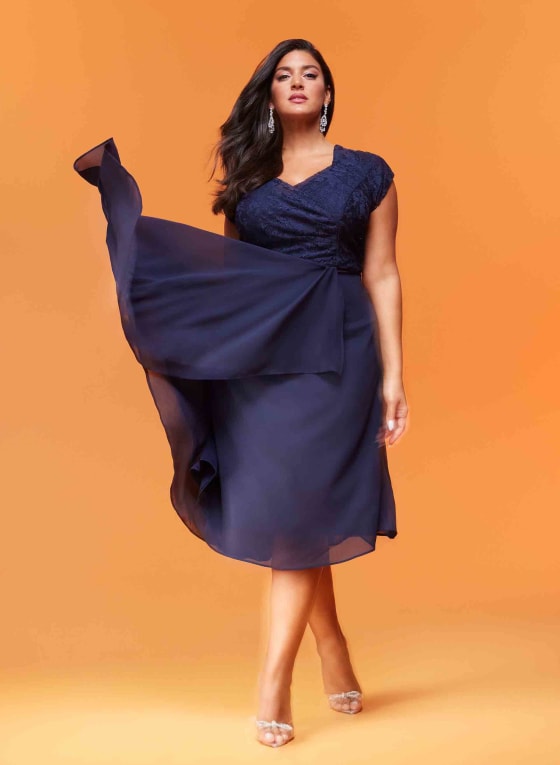 Lace & Glitter Detail Dress