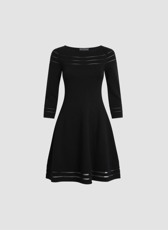 Metallic Stripe Motif Sweater Dress