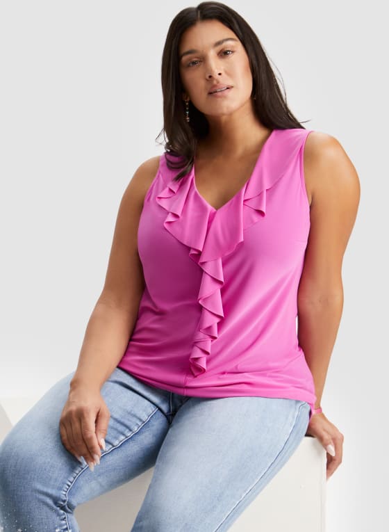 Ruffle Front Sleeveless Top