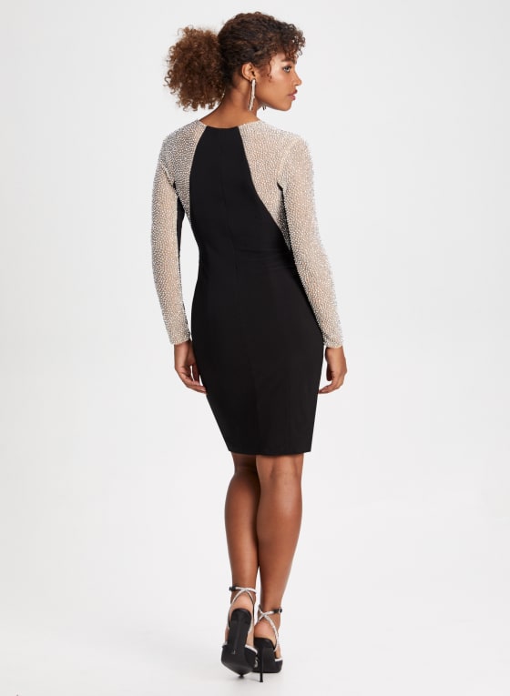 Caviar Bead Long Sleeve Dress