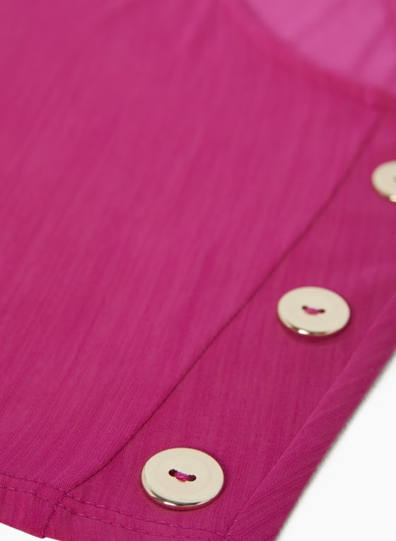 Button Detail Cap Sleeve Top