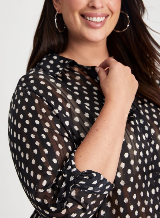 Button Down Dot Motif Tunic