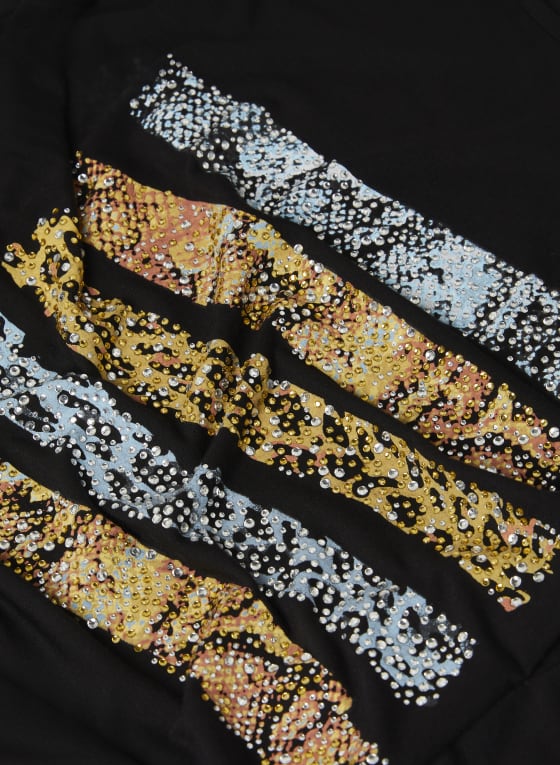 Striped Animal Motif Tee