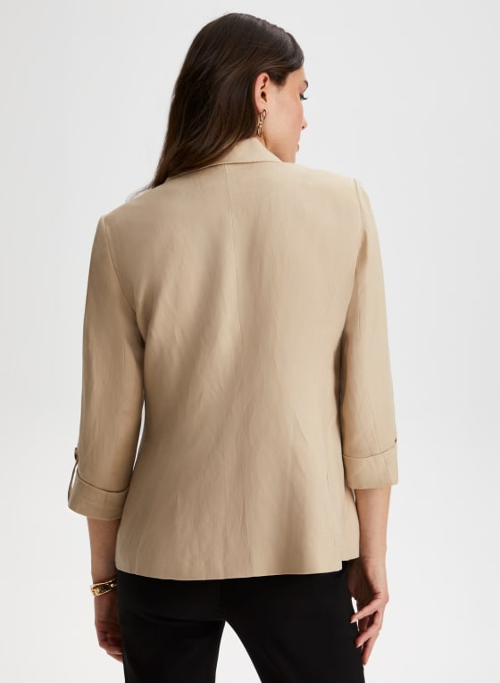 Linen Blend Notch Collar Blazer