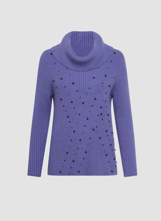Cowl Neck Stud Detail Sweater
