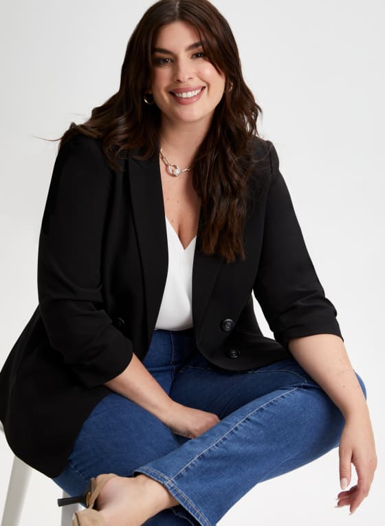 3/4 Sleeve Button Detail Blazer