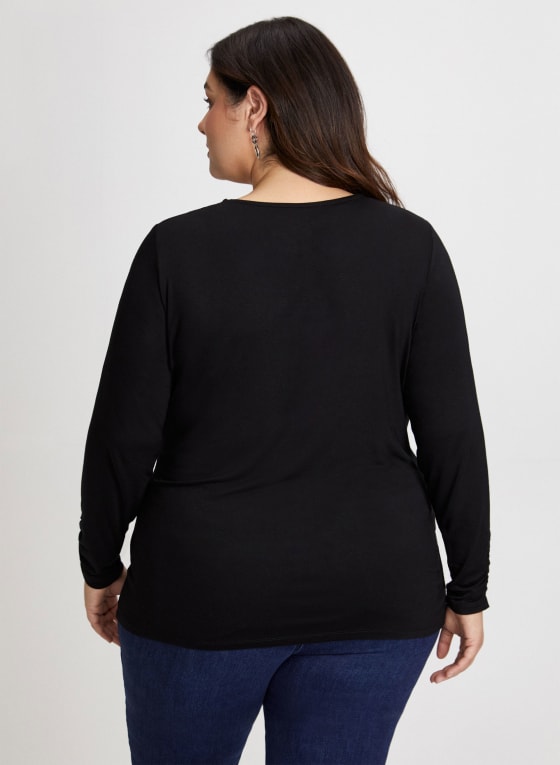 Rhinestone Appliqué Long Sleeve Top