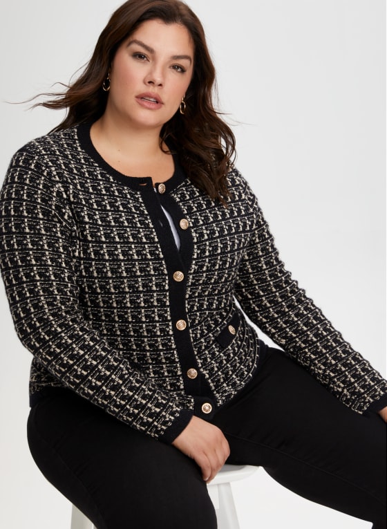 Plaid Button Front Cardigan