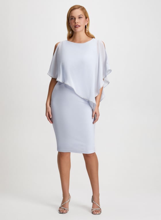 Rhinestone Trim Poncho Dress