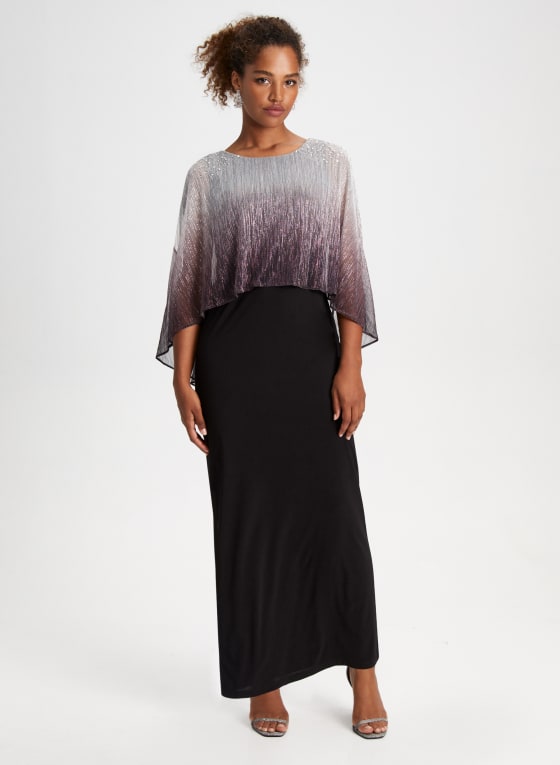 Ombre Plisse Poncho Dress