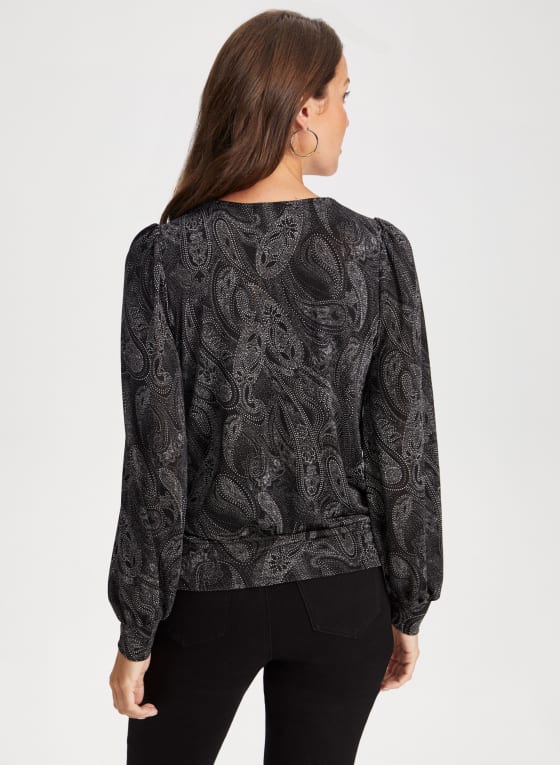 V-Neck Paisley Print Top