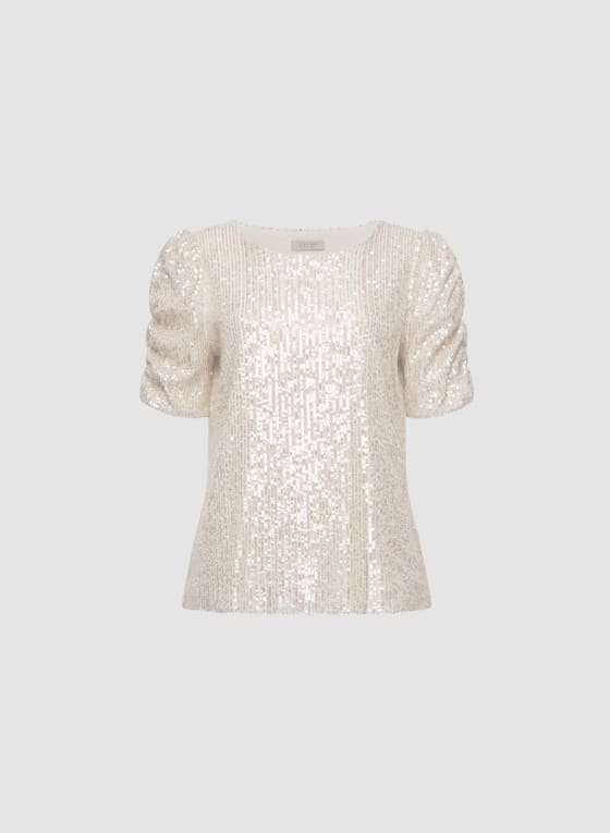 Sleeve Detail Sequin Top