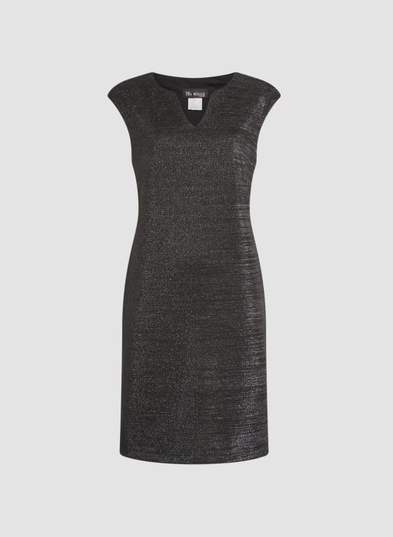 Split Neck Metallic Detail Dress