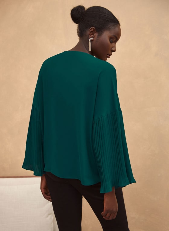 Pleat Detail Bell Sleeve Blouse