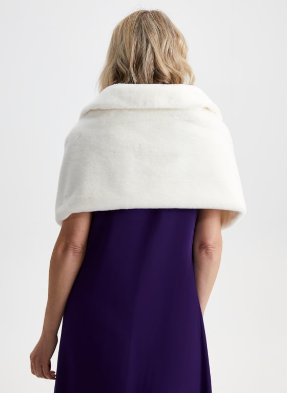 Rhinestone Clip Faux Fur Stole