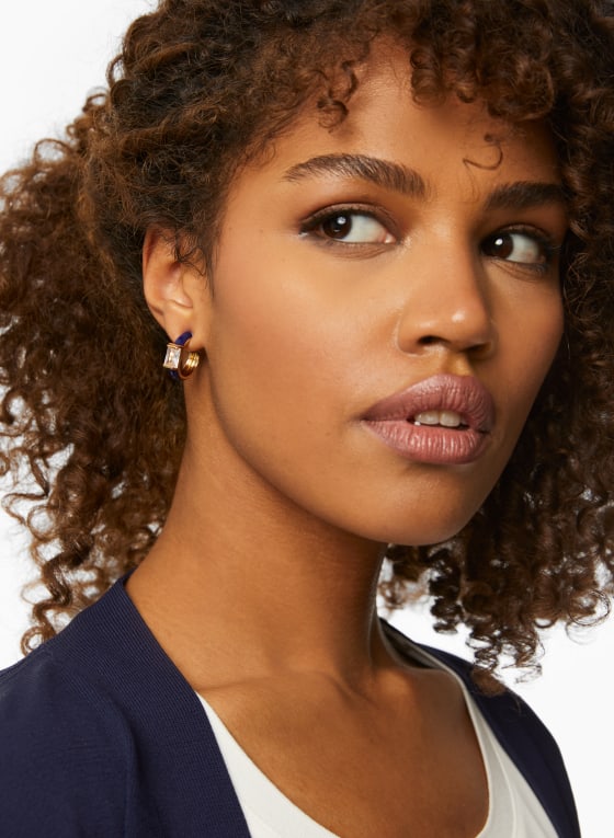 Square Crystal Hoop Earrings