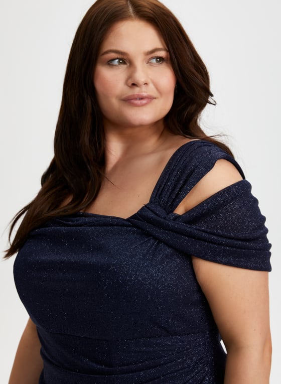 Shimmer Detail Long Slit Dress