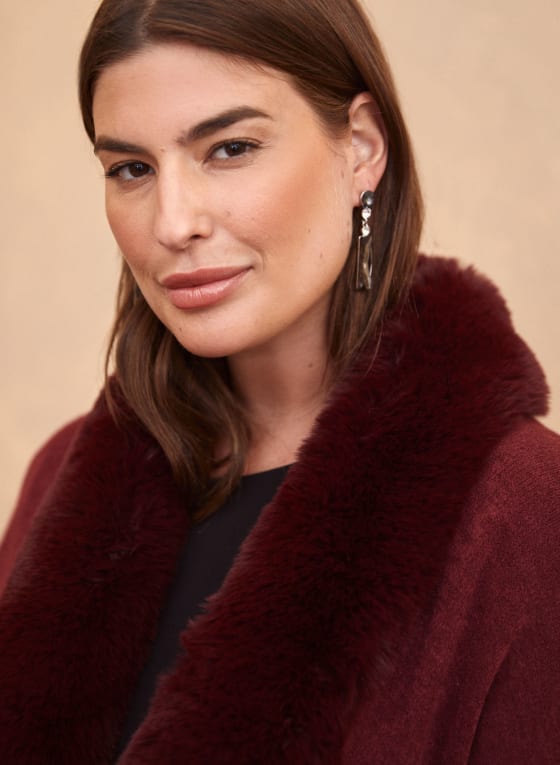 Faux Fur Trim Poncho