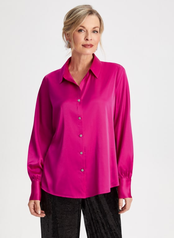 Satin Rhinestone Detail Blouse