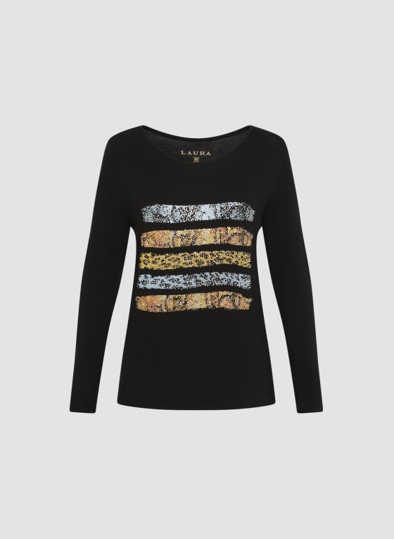 Striped Animal Motif Tee