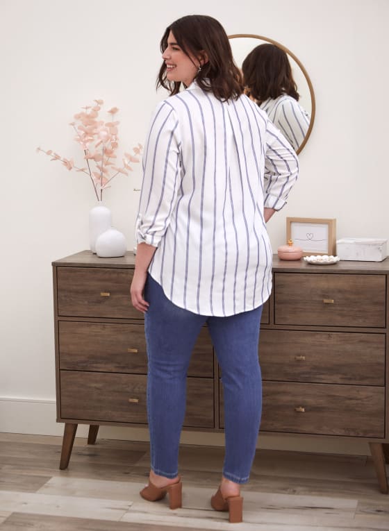 Stripe Print Button Down Top