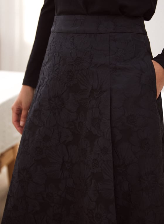 Floral Jacquard High Low Skirt
