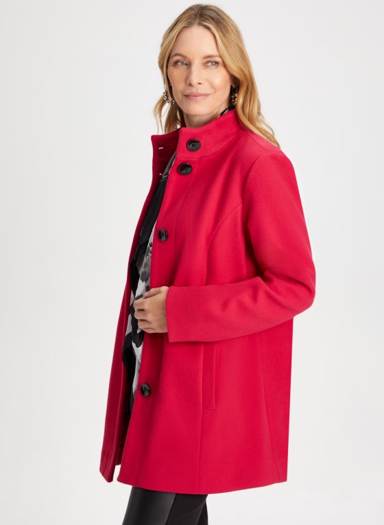 Stretch Faux Wool Coat