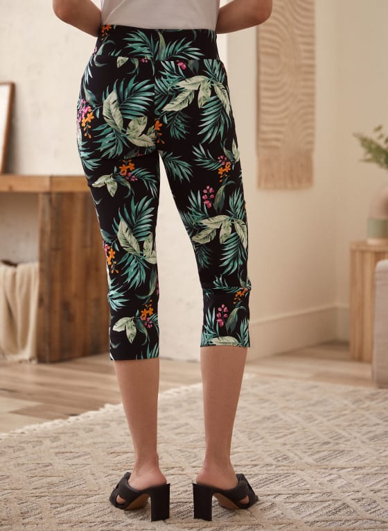 Pull-on Tropical Print Bengaline Capris