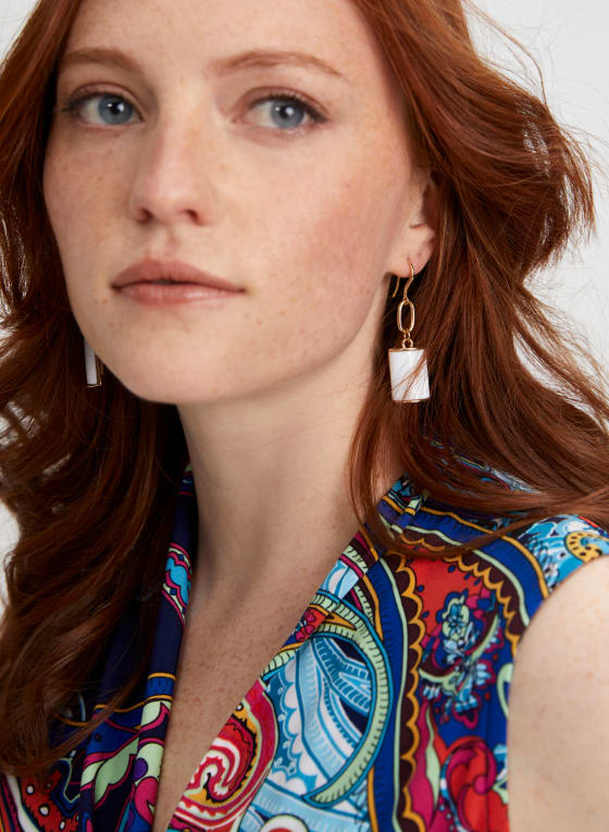 Rectangular Stone Dangle Earrings