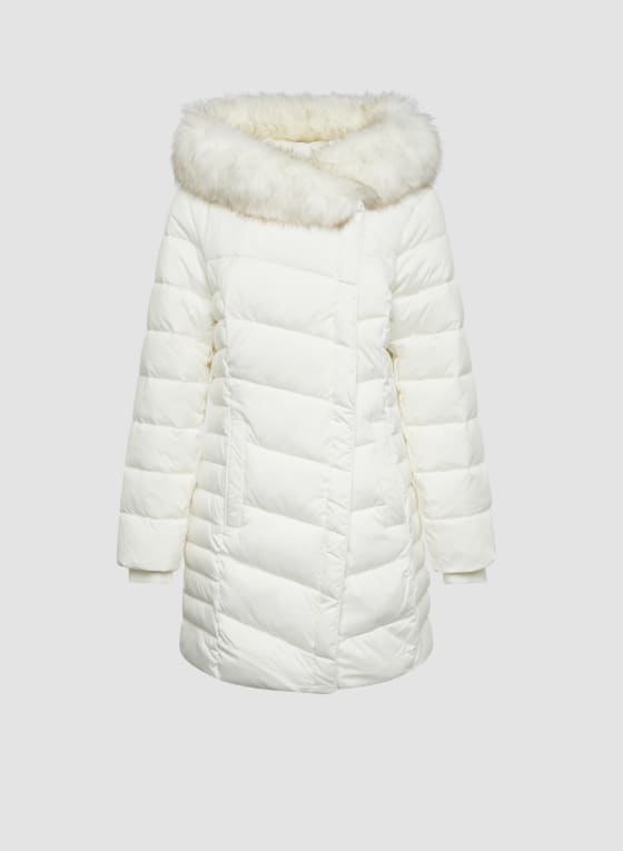 Quilted Asymmetrical Vegan Down Coat