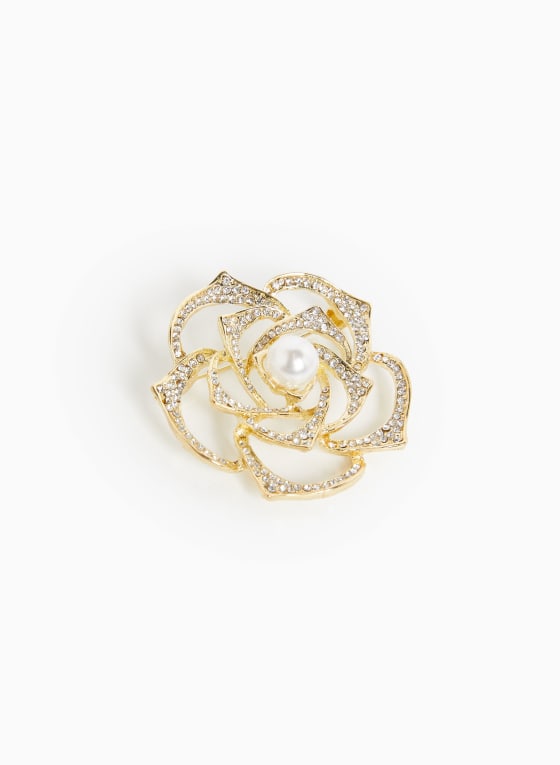 Rose Shape Pearl Detail Brooch
