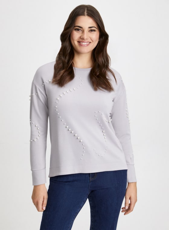 Long Sleeve Pearl Detail Top