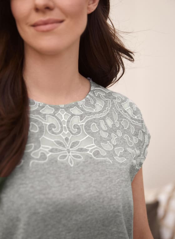 Sheer Detail Cotton Blend Tee