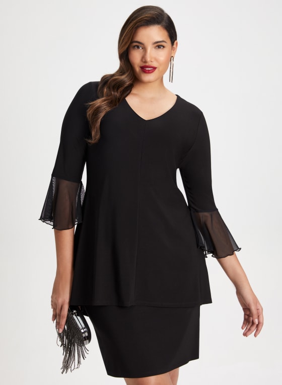 Flounce Sleeve Layered Dress